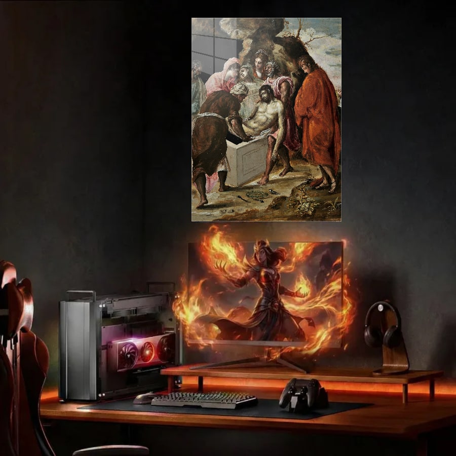 Gaming desk + monitor (portrait)